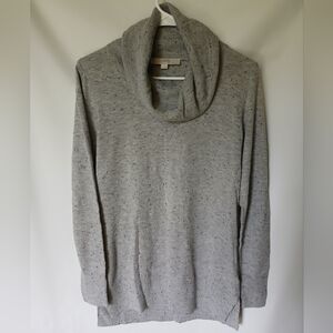 Loft Size Small Tunic Sweater Cowl Neck Dot Print Gray&Black